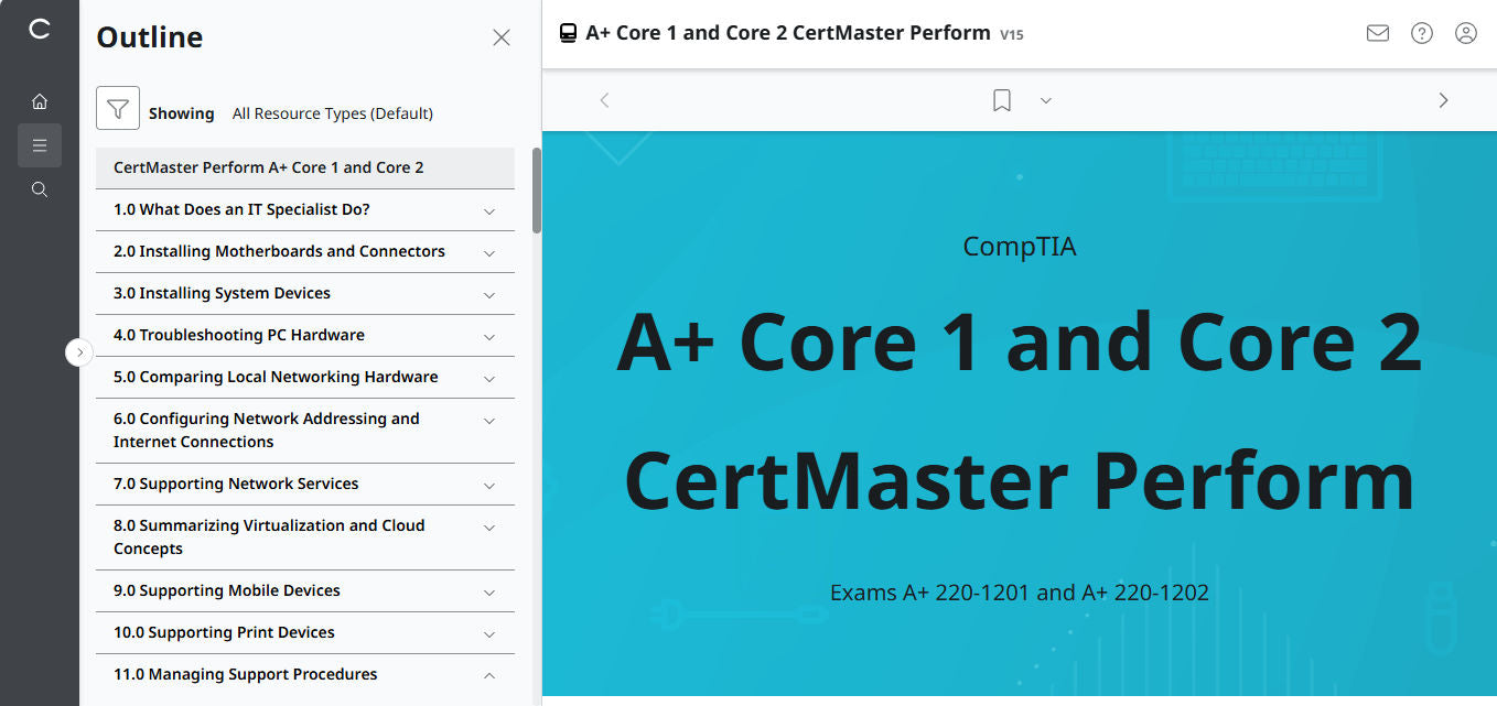 🛒Sonderangebot – CompTIA A+ Core 1 & 2 CertMaster Perform (V15) (4-Monats-Zugriff)