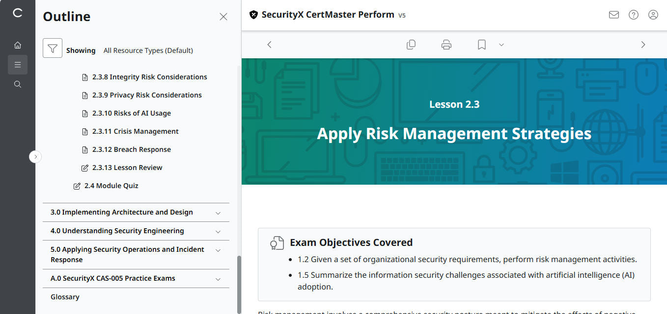 🛒Sonderangebot – CertMaster Perform für CompTIA SecurityX (CASP+) CAS-005 3-Monats-Zugang