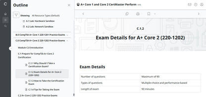 🛒Sonderangebot – CompTIA A+ Core 1 &amp; 2 CertMaster Perform (V15) (4-Monats-Zugriff)